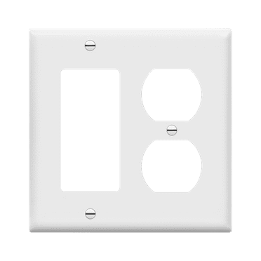 ENERLITES Combination Duplex Receptacle Outlet/Decorator Rocker Light Switch Wall Plate Cover, Standard Size 2-Gang 4.50" x 4.57", Polycarbonate Thermoplastic, UL Listed, 882131-W, White