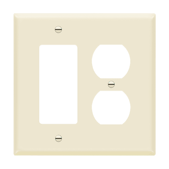 ENERLITES Combination Duplex Receptacle Outlet/Decorator Switch Wall Plate, Mid-Size 2-Gang, Polycarbonate Thermoplastic, 882131M-LA, Light Almond
