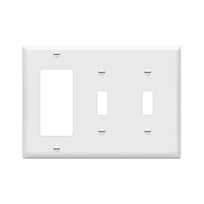 ENERLITES Combination Toggle / Decorator Rocker Switch Wall Plate, Standard Size 3-Gang, White