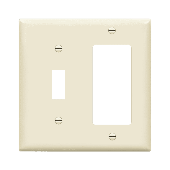 ENERLITES Combination Toggle / Decorator Switch Wall Plate, Standard Size 2-Gang, Polycarbonate Thermoplastic, Light Almond