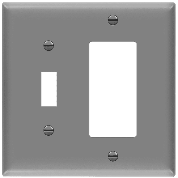 ENERLITES Combination Toggle Light Switch/Decorator Light Switch Plate, Double Switch Wall Plate, Standard Size 2-Gang, Polycarbonate Thermoplastic, 881131-GY, Gray
