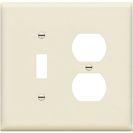 ENERLITES Combination Toggle Light Switch/Duplex Receptacle Outlet Wall Plate Cover, Midsize 2-Gang, Polycarbonate Thermoplastic, UL Listed, 881121M-LA, Light Almond
