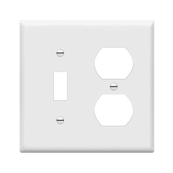 Enerlites Combination Toggle Light Switch and Duplex Outlet Wall Plate Cover, Standard Size 2-Gang 4.50" x 4.57", UL Listed, 881121-W, White