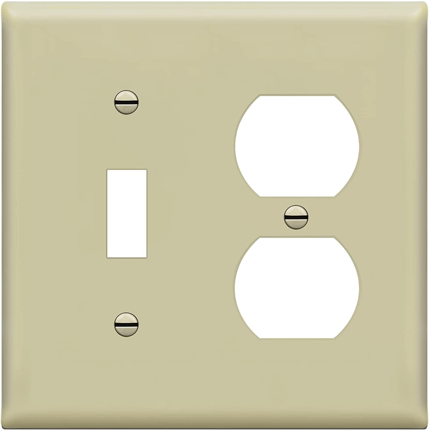 Ivory Polycarbonate 2-Gang Glossy Wall Plate with Screws