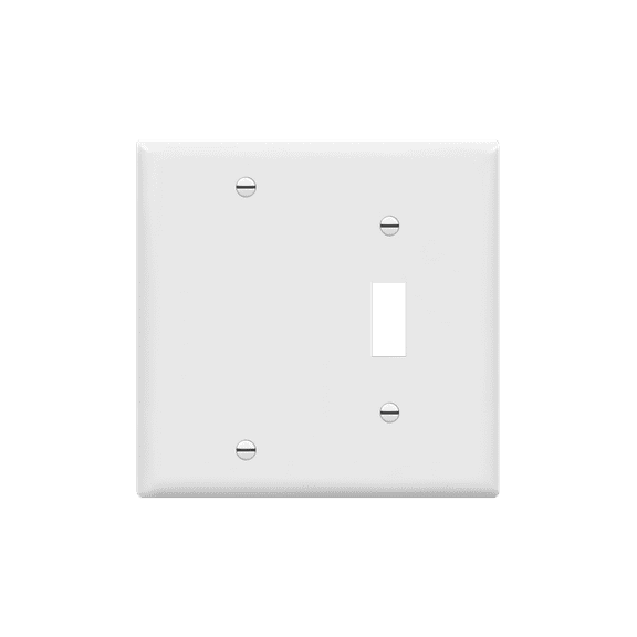 ENERLITES Combination Toggle Switch / Blank Device Wall Plate, Standard Size, 2-Gang, Light Switch Cover, Polycarbonate Thermoplastic, UL Listed, White