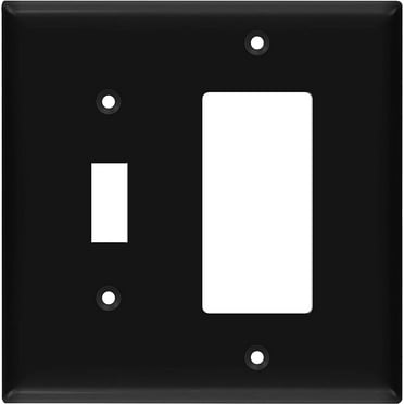 ENERLITES Combination Toggle Switch/Decorator Switch Plate, Midsize 2-Gang, Polycarbonate Thermoplastic, 881131M-BK, Black