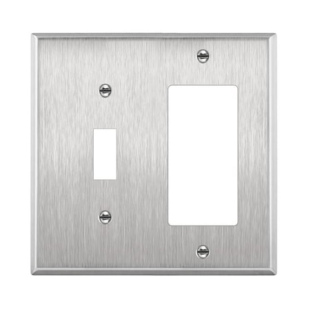 ENERLITES Combination Toggle and Decorator Switch Metal Wall Plate, Stainless Steel, Corrosion Resistant, Standard Size 2-Gang, 771131, Silver