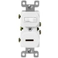 thumbnail image 1 of ENERLITES Combination Toggle and Pilot Light Switch, Duplex Style, Illuminated Light Switch, 15A, 120VAC, 82150L-W, White, 1 of 5