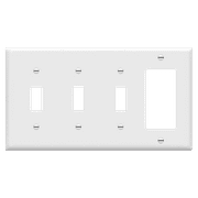 ENERLITES Combination Triple Toggle Single Decorator Rocker Outlet Wall Plate, Light Switch Cover, 4-Gang, Polycarbonate Thermoplastic, 881331-W, White