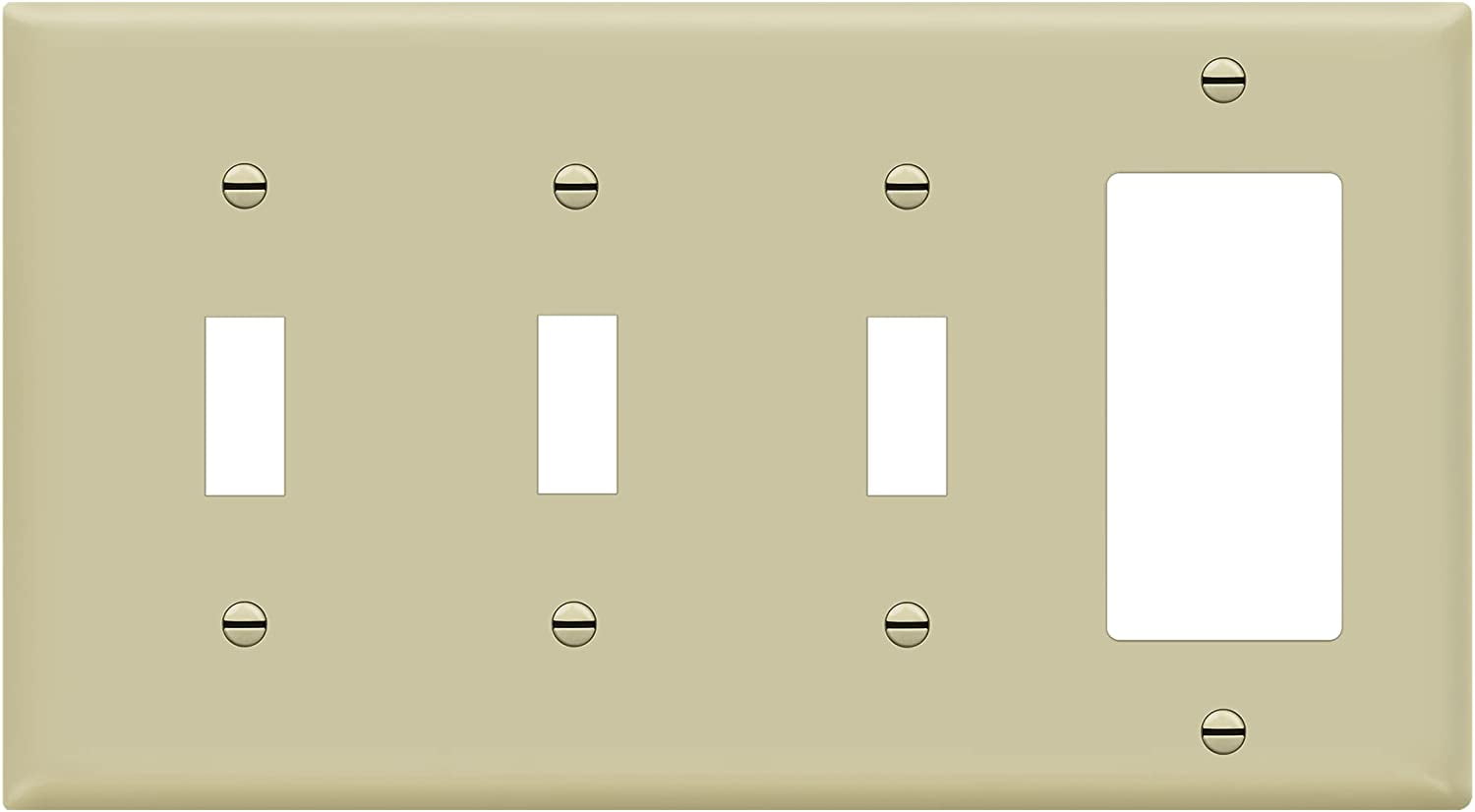 Ivory 4-Gang Polycarbonate Thermoplastic Wall Plate