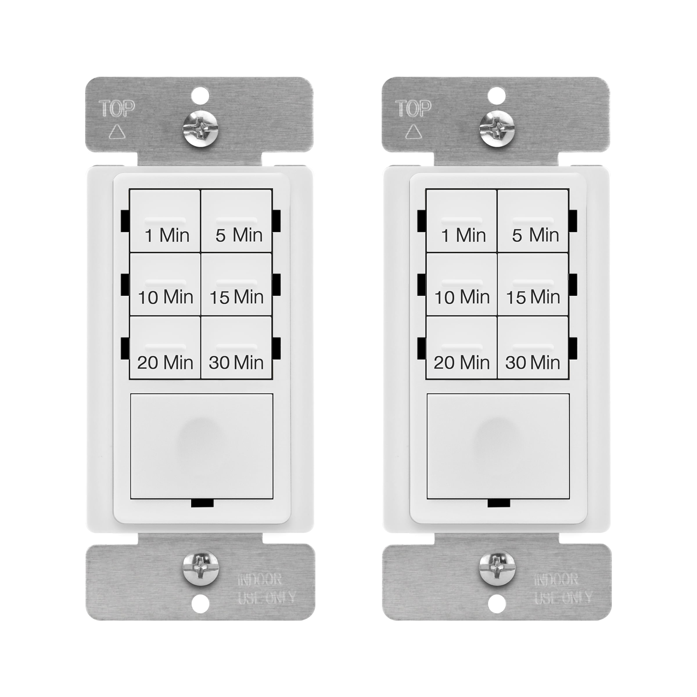 White Digital In-Wall Countdown Timer Switch with Push Button, 2 Pack