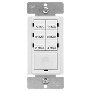 ENERLITES Countdown Timer Switch, 5-10-30-60 Min, 2-4 Hour, For Bathroom Fans, Heaters, Lights, LED Indicator, 120VAC 800W, No Neutral Wire Required, UL Listed, HET06-J-W, White