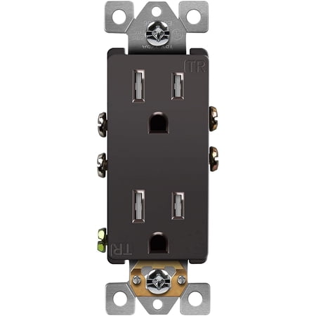 ENERLITES, Dark Bronze Elite Series Decorator Receptacle Outlet Child Safe Tamper-Resistant, Self-Grounding, 2-Pole, Residential Grade, 15A 125V, UL Listed, 61501-TR-DB