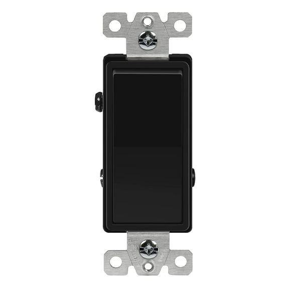 ENERLITES Decorator Light Switch, 20 Amp Paddle Switch, 3-Way or Single Pole, Commercial Grade, 20A 120V-277V, Grounding Screw, Back Insert and Side Terminals, UL Listed, 93200-BK, Black
