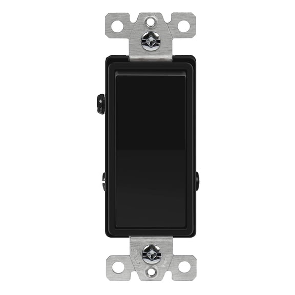 ENERLITES Decorator Light Switch, 20 Amp Paddle Switch, 3-Way or Single Pole, Commercial Grade, 20A 120V-277V, Grounding Screw, Back Insert and Side Terminals, UL Listed, 93200-BK, Black