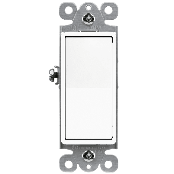 ENERLITES Decorator Light Switch, Paddle Rocker Switch, Gloss Finish, 3-Way or Single Pole, 15A 120-277V, Grounding Screw, Residential Grade, UL Listed, 93150-W, White