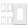 thumbnail image 1 of ENERLITES Decorator Light Switch or Receptacle Outlet Wall Plate, Gloss Finish, Mid-Size 1-Gang 4.88" x 3.11", Polycarbonate Thermoplastic, UL Listed, 8831M-W-5PCS, White (5 Pack), 1 of 5