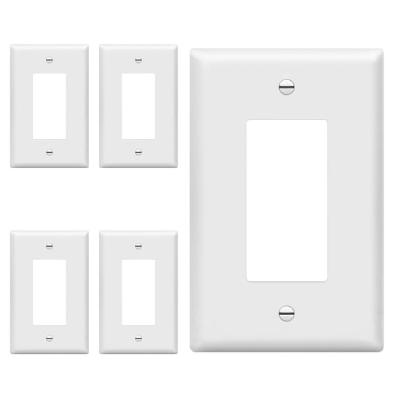 ENERLITES Decorator Light Switch or Receptacle Outlet Wall Plate, Gloss Finish, Mid-Size 1-Gang 4.88" x 3.11", Polycarbonate Thermoplastic, UL Listed, 8831M-W-5PCS, White (5 Pack)