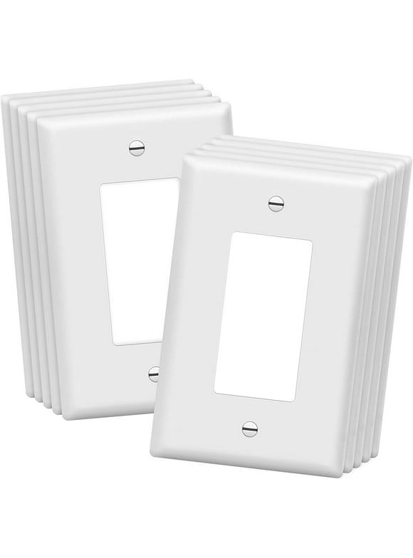 ENERLITES Decorator Light Switch or Receptacle Outlet Wall Plate, Gloss Finish, Mid-Size 1-Gang, Polycarbonate Thermoplastic, UL Listed, White (10 Pack)