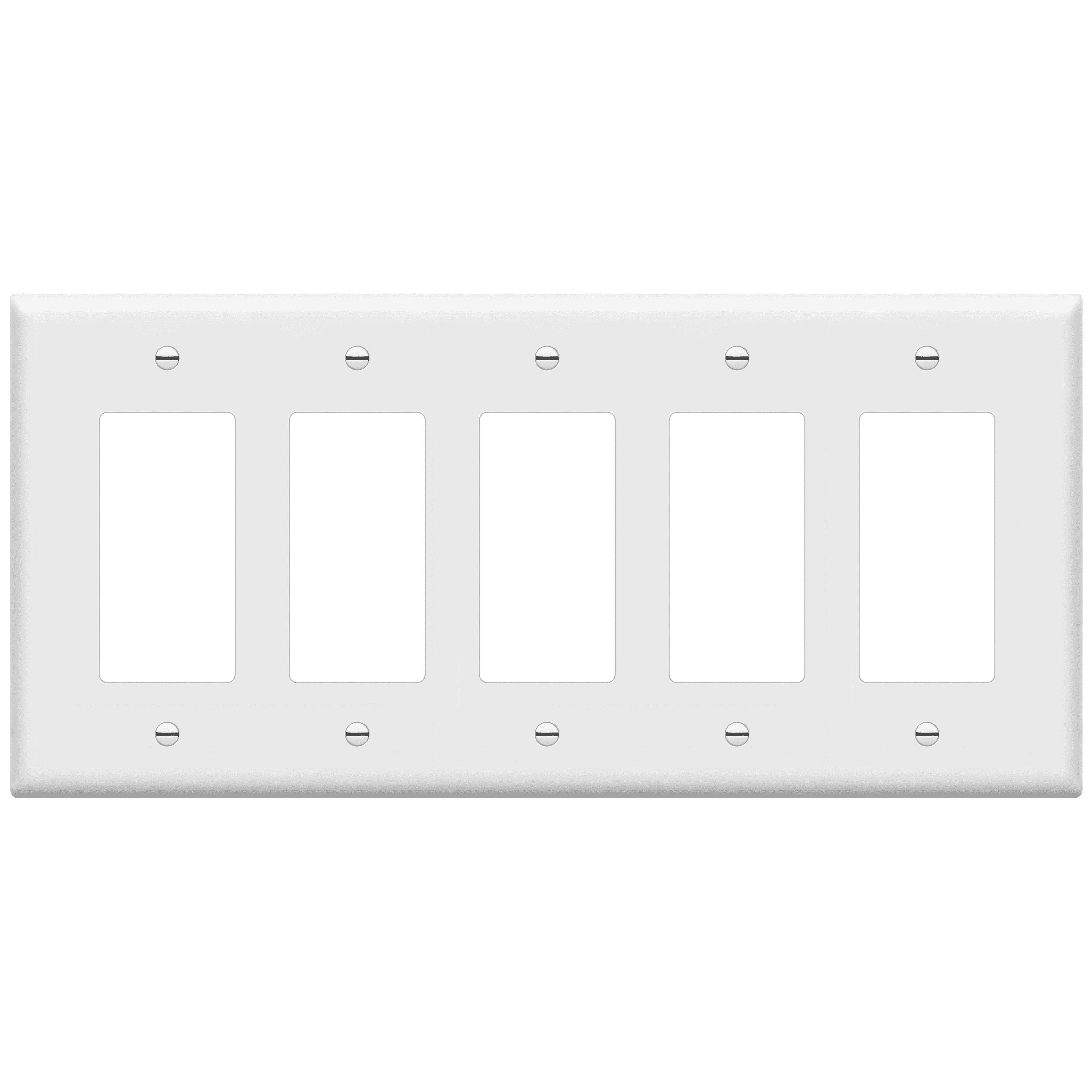 ENERLITES 5-Gang Mid-Size Wall Plate – 4.88" X 10.39", Unbreakable Polycarbonate, White, For Switches & Outlets