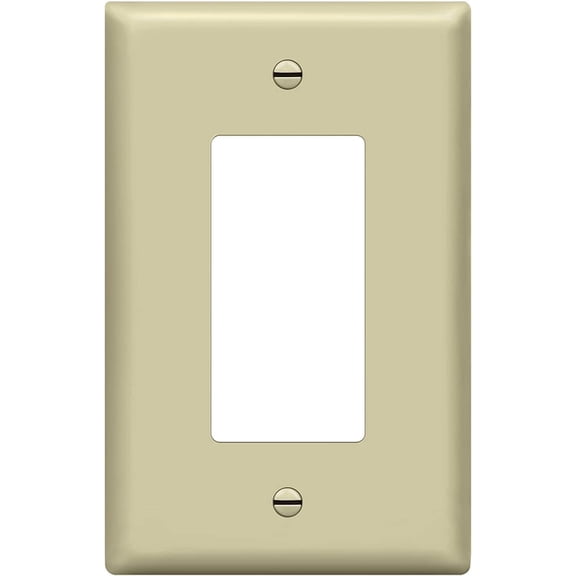 ENERLITES Decorator Light Switch / Receptacle Outlet Wall Plate, Gloss Finish, Midway Size 1-Gang, Polycarbonate Thermoplastic, 8831M-I, Ivory