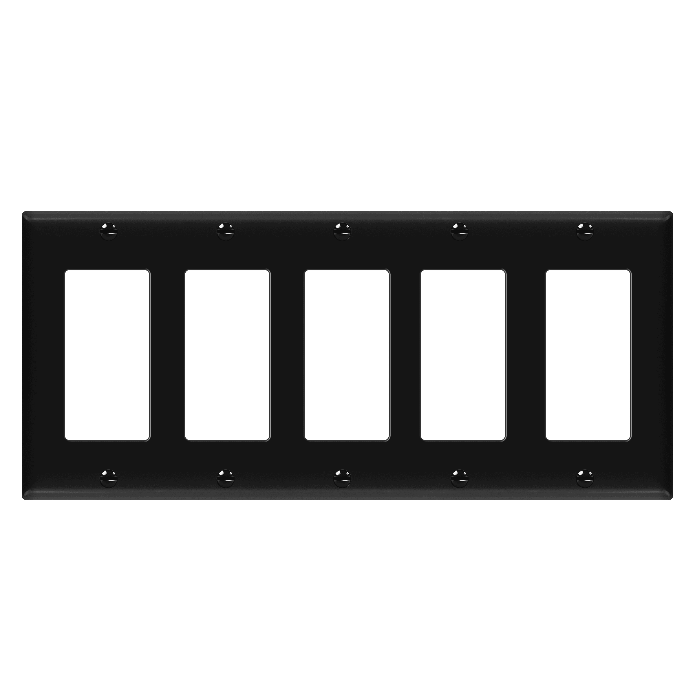 Black Polycarbonate 5-Gang Decorator Wall Plate