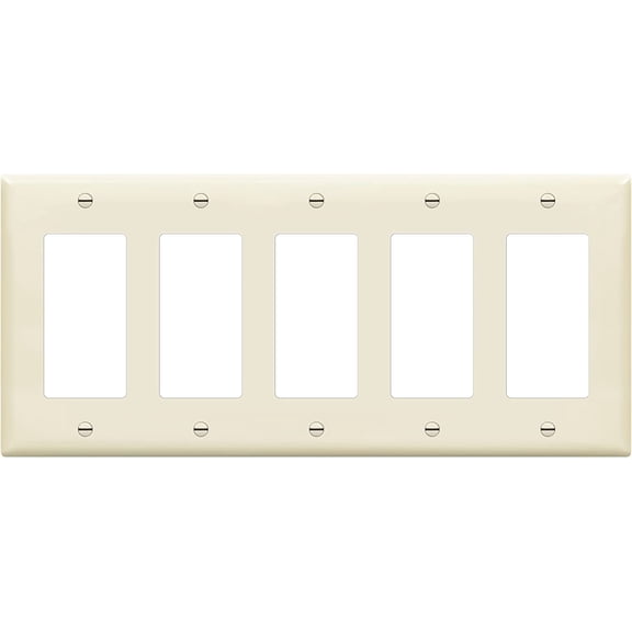 ENERLITES Decorator Light Switch or Receptacle Outlet Wall Plate, Gloss Finish, Size 5-Gang 4.50" x 10.03", Unbreakable Polycarbonate Thermoplastic, UL Listed, 8835-LA, Light Almond