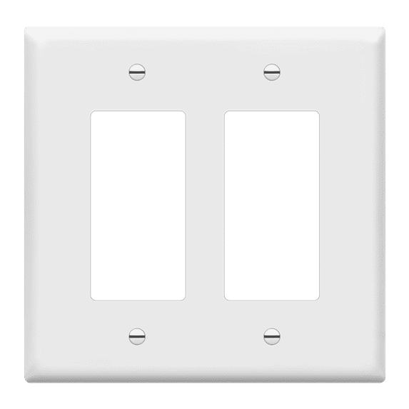 ENERLITES Decorator Light Switch or Receptacle Outlet Wall Plate, Mid-Size 2-Gang 4.88" x 4.92", Polycarbonate Thermoplastic, UL Listed, 8832M-W, White