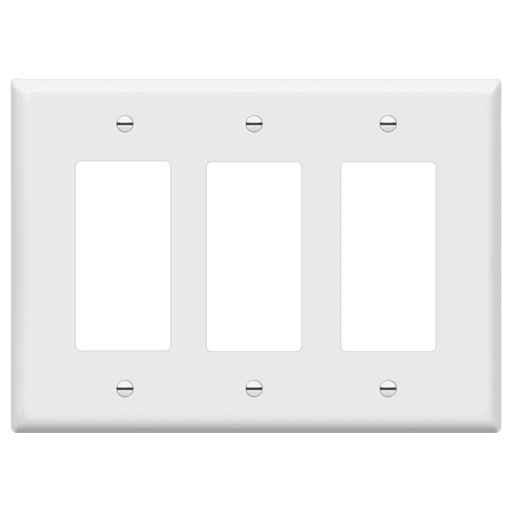ENERLITES Decorator Light Switch or Receptacle Outlet Wall Plate, Mid-Size 3-Gang 4.88" x 6.77", Polycarbonate Thermoplastic, UL Listed, 8833M-W, White