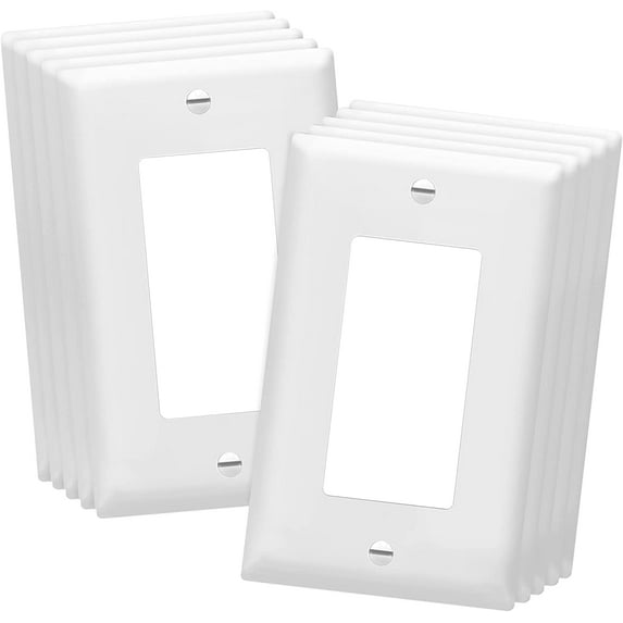 ENERLITES Decorator Light Switch or Receptacle Outlet Wall Plate, Size 1-Gang 4.50 Inches x 2.76 Inches, Unbreakable Polycarbonate Thermoplastic, 8831-W-10PCS, White (10 Pack), UL Listed