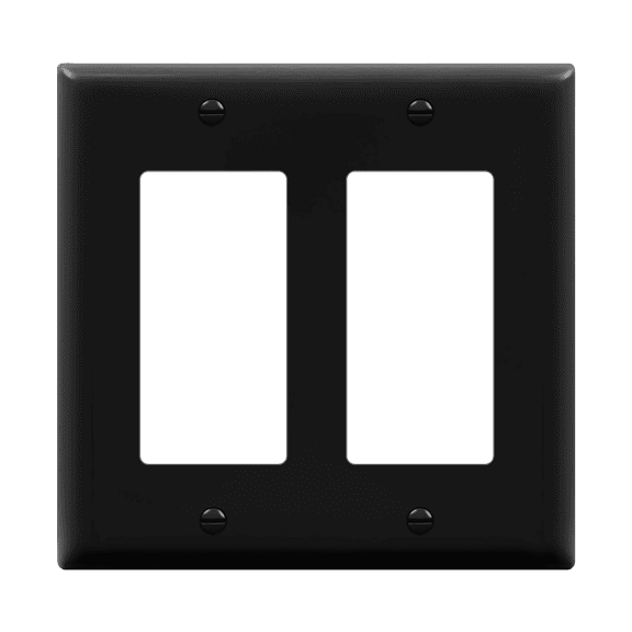 ENERLITES Decorator Light Switch or Receptacle Outlet Wall Plate, Size 2-Gang 4.50" x 4.57", Unbreakable Polycarbonate Thermoplastic, UL Listed, 8832-BK, Black
