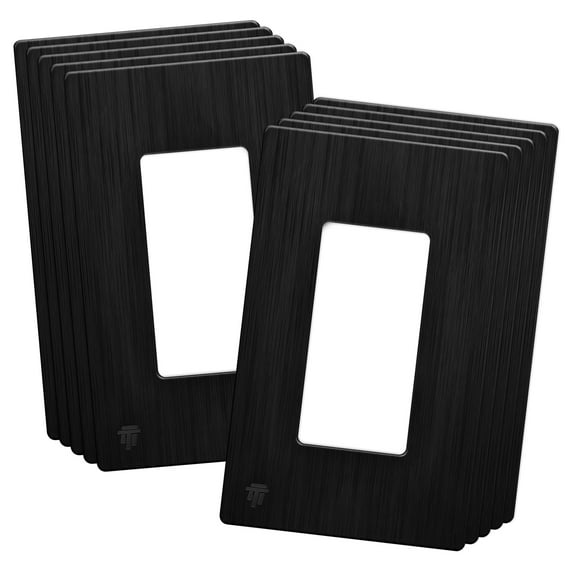 ENERLITES Decorator Light Switch / Receptacle Wall Plate, Screwless Wall Plate, Standard Size, 1-Gang, Polycarbonate Thermoplastic, SI8831-BBK-10PCS, Brushed Black, 10 pack