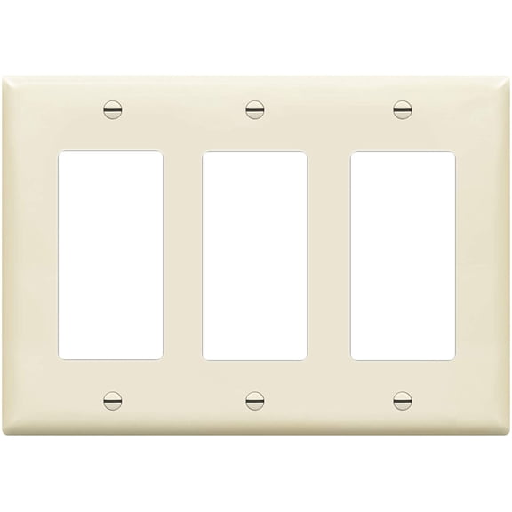 ENERLITES Decorator Light Switch Wall Plate, Receptacle Outlet Cover, 3-Gang, Unbreakable Polycarbonate Thermoplastic, Light Almond