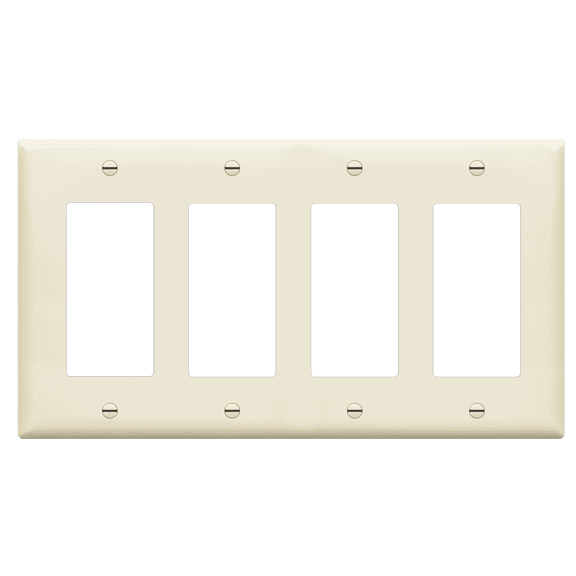 ENERLITES Decorator Light Switch Wall Plate, Receptacle Outlet Cover, 4-Gang, Unbreakable Polycarbonate Thermoplastic, Light Almond