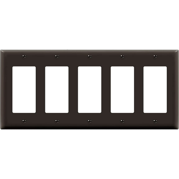 ENERLITES Decorator Light Switch Wall Plate, Receptacle Outlet Cover, 5-Gang, Unbreakable Polycarbonate Thermoplastic, UL Listed, Brown