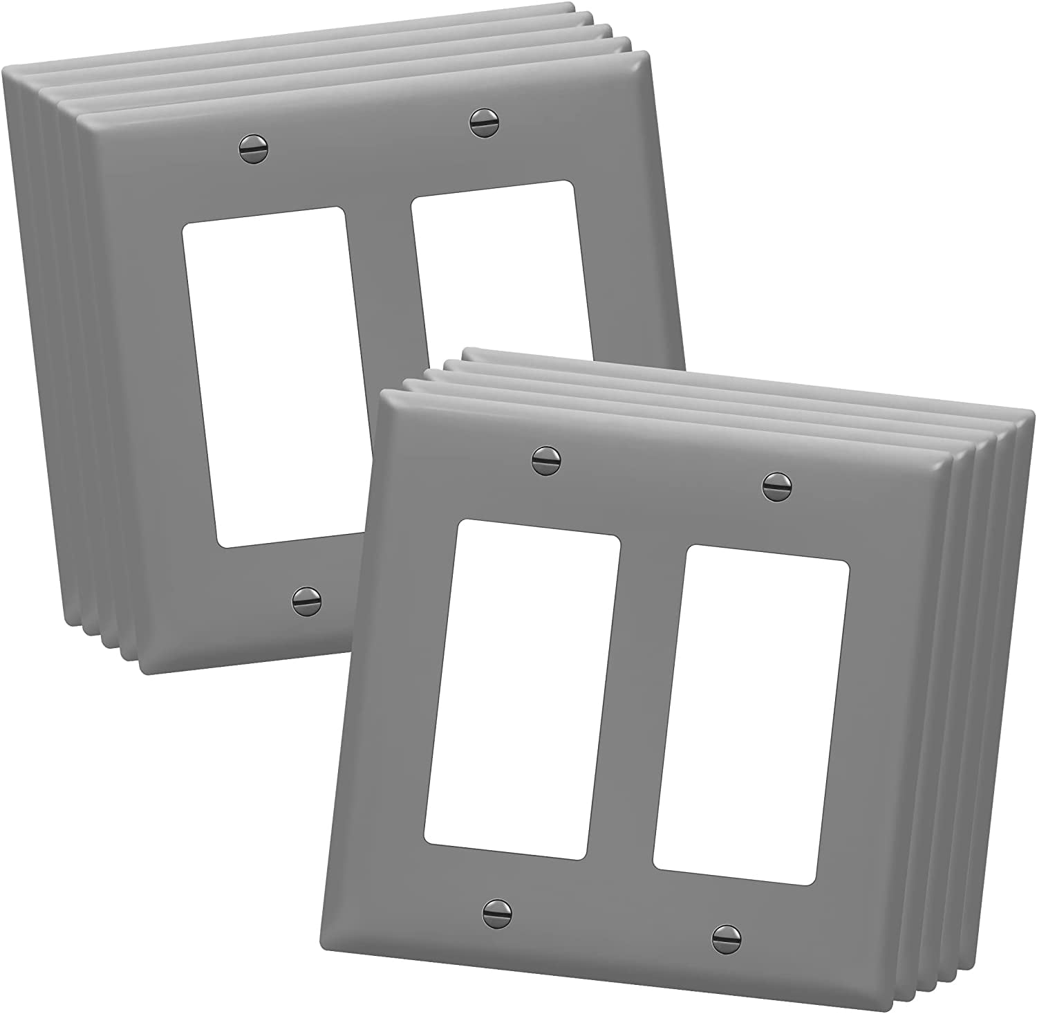 Gray Glossy 2-Gang Unbreakable Polycarbonate Wall Plate