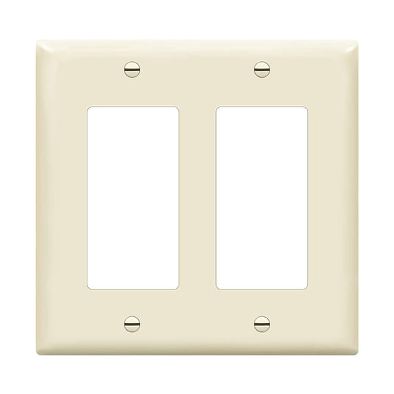 ENERLITES Decorator Light Switch Wall Plate, Receptacle Outlet Cover, Size 2-Gang, Unbreakable Polycarbonate Thermoplastic, UL Listed, Light Almond