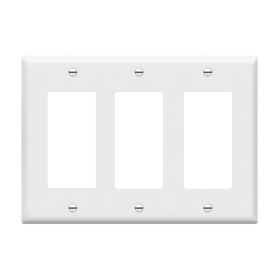 ENERLITES Decorator Light Switch or Receptacle Outlet Wall Plate, Glossy Finish, Standard Size 3-Gang, Polycarbonate Thermoplastic, White