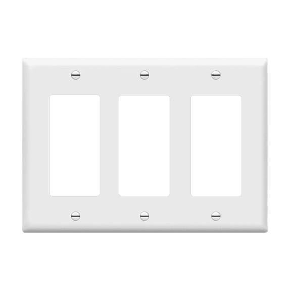ENERLITES Decorator Light Switch or Receptacle Outlet Wall Plate, Glossy Finish, Standard Size 3-Gang, Polycarbonate Thermoplastic, White