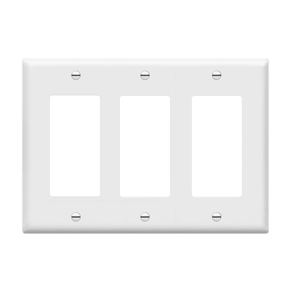 ENERLITES Decorator Light Switch or Receptacle Outlet Wall Plate, Glossy Finish, Standard Size 3-Gang, Polycarbonate Thermoplastic, White
