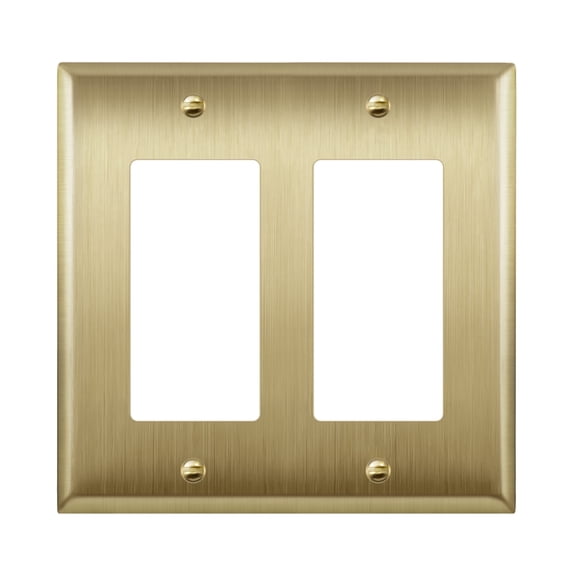 ENERLITES Decorator Metal Wall Plate, Light Switch Cover, Stainless Steel, Corrosion Resistant, Size 2-Gang, Brushed Brass, Gold