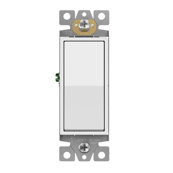 ENERLITES Decorator On/Off Paddle Light Switch, Single Pole, 3 Wire, Grounding Screw, Residential Grade, 15A 120V/277V, UL Listed, 91150-W