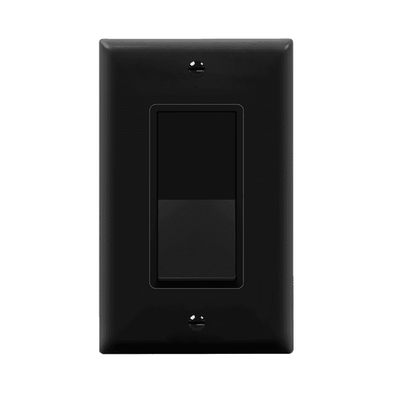 ENERLITES Decorator On/Off Paddle Switch with Wall Plates, Single Pole, 3 Wire, Grounding Screw, Residential Grade, 15A 120V/277V, UL Listed, 91150-BKWP, Black