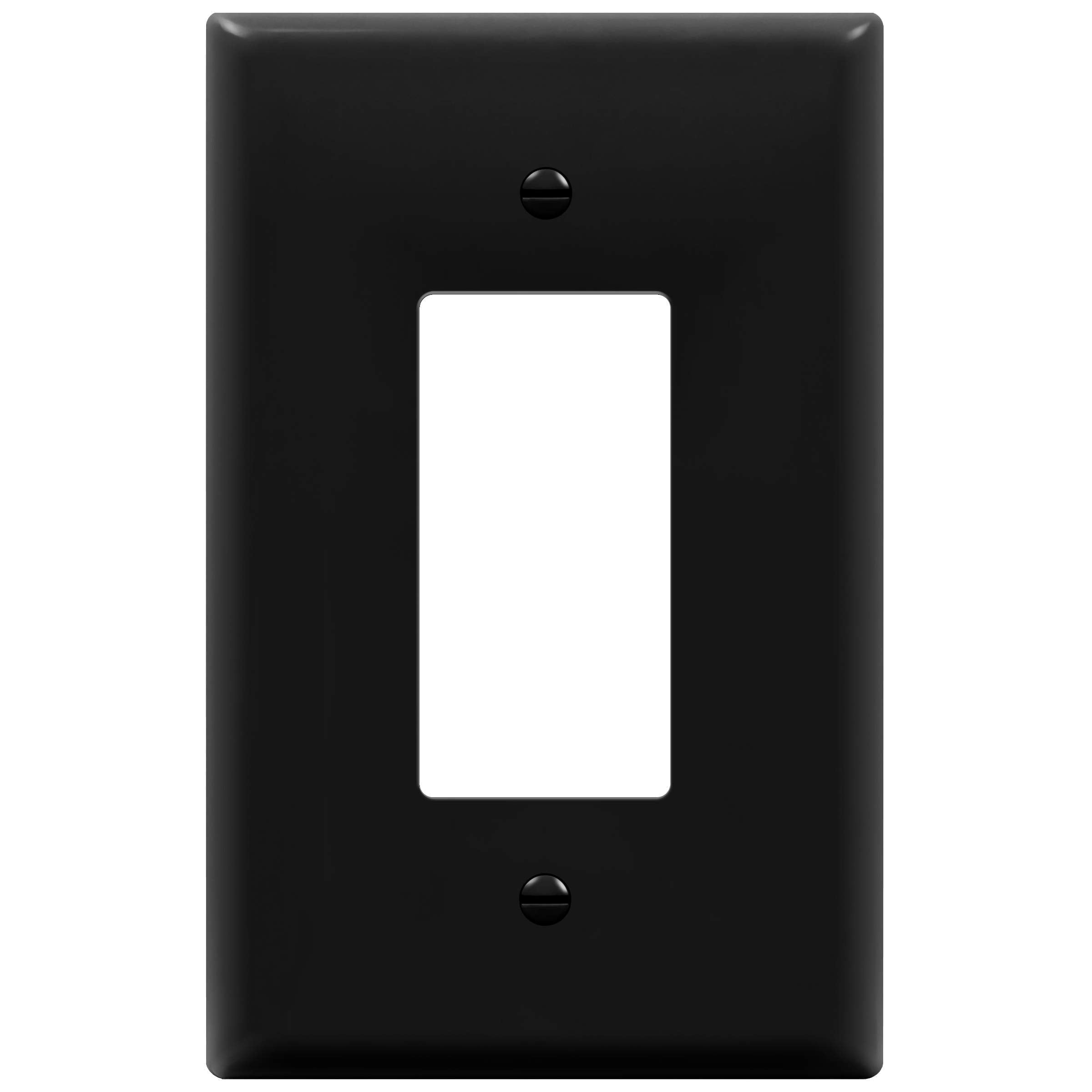 ENERLITES Decorator Outlet Cover, Wall Switch Plate, Gloss Finish, Oversized 1-Gang, Unbreakable Polycarbonate Thermoplastic, UL Listed, 8831O-BK, Black