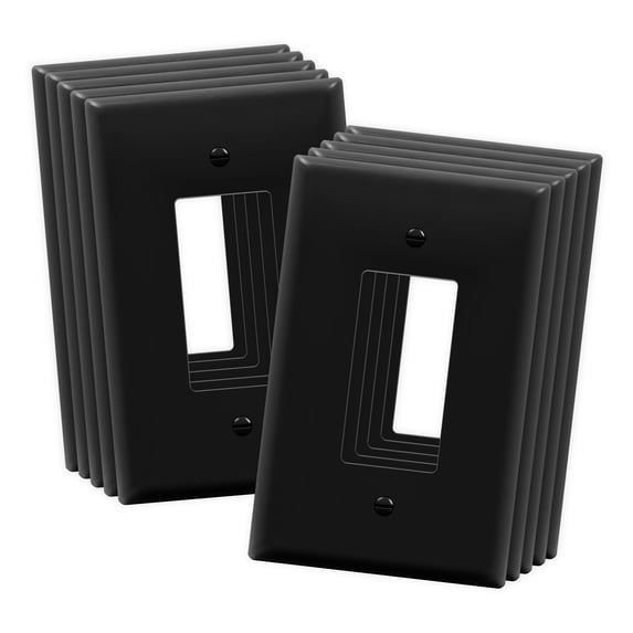 ENERLITES Decorator Outlet Wall Plate, Switch Cover, Gloss Finish, Oversized 1-Gang, Unbreakable Polycarbonate Thermoplastic, UL Listed, 8831O-BK-10PCS, Black, 10 pack