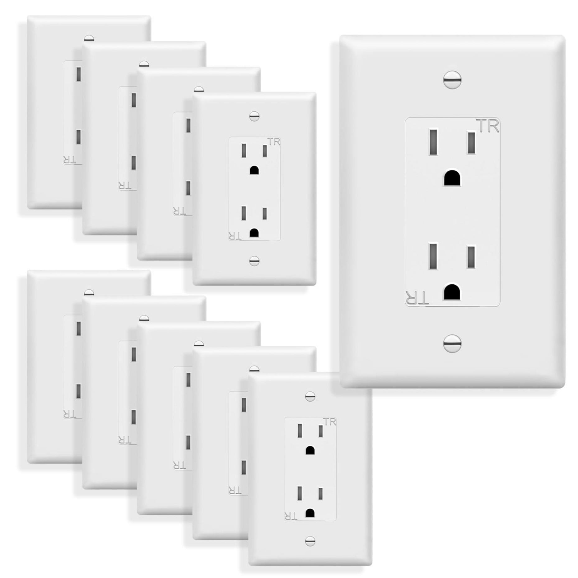 ENERLITES Decorator Outlet with Midsize Wall Plate, 15A Tamper