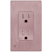 ENERLITES Decorator Receptacle, Child Safe Tamper-Resistant Outlet, Self-Grounding, Residential Grade, 15A 125V, UL Listed, 61501-TR-RGWBP, Brushed Rose Gold with Wall Plate