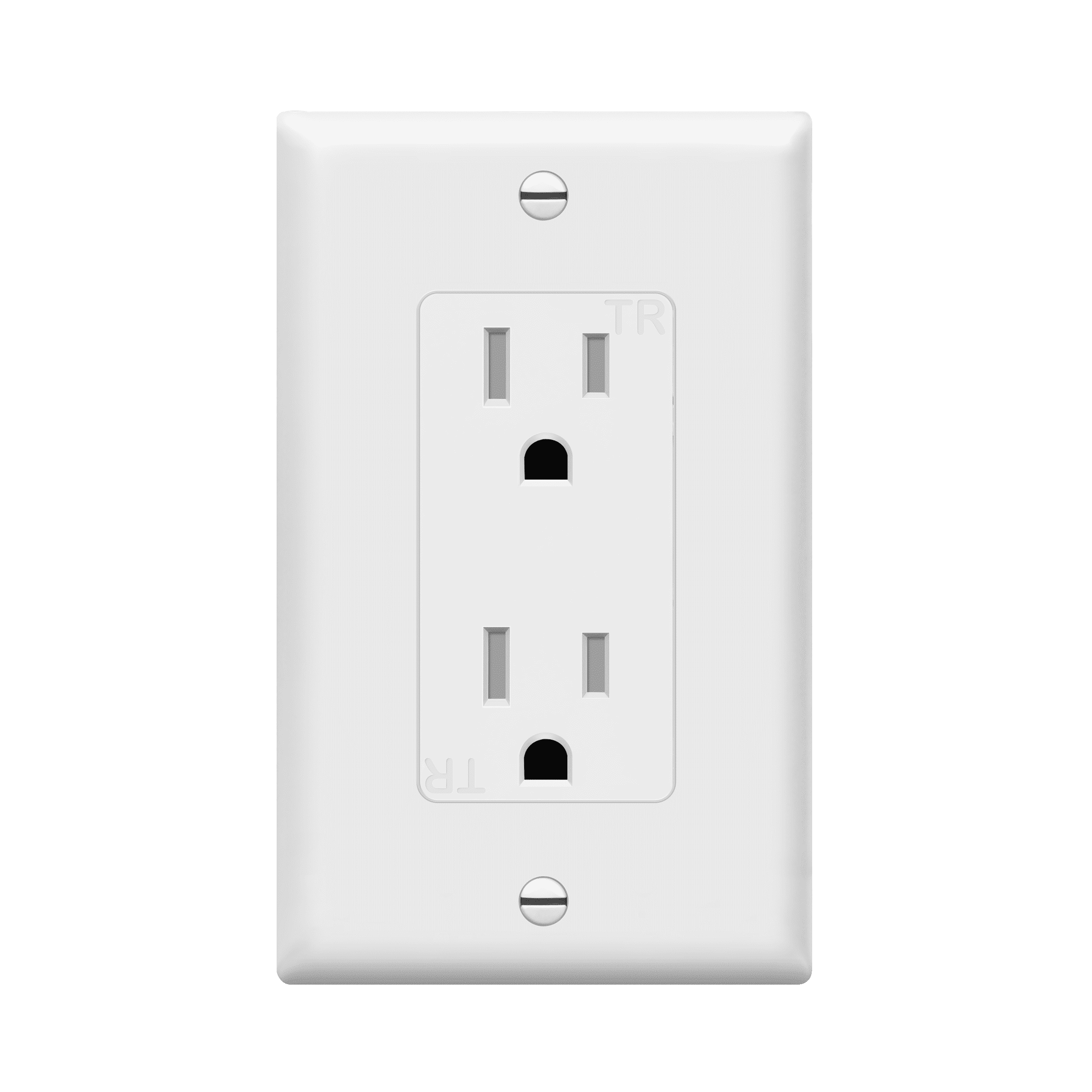 White Tamper-Resistant Decorator Receptacle Outlet with Wall Plate