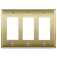 thumbnail image 1 of ENERLITES Decorator Switch or Outlet Metal Wall Plate, Stainless Steel, Corrosion Resistant, Size 3-Gang 4.50" x 6.38", UL Listed, 7733-BB, Brushed Brass, Gold, 1 of 4