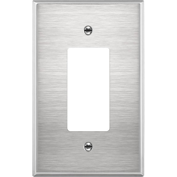 ENERLITES Decorator Switch or Receptacle Outlet Metal Wall Plate, Corrosion Resistant, Over Size 1-Gang, UL Listed, 7731O, 430 Stainless Steel, Silver